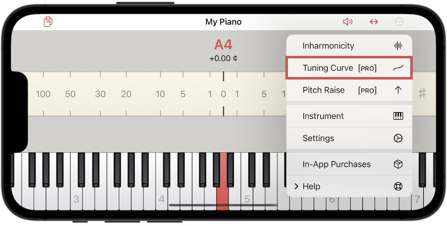 Opening the tuning curve view