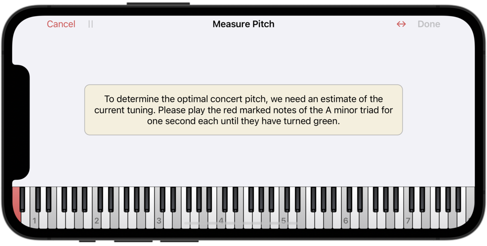 Optimize concert pitch, pitch measurement