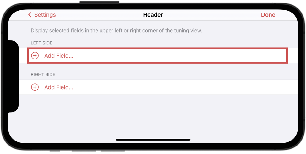 Configuring the tuning view header