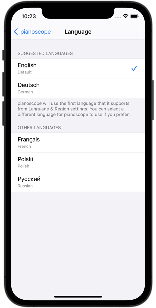 Setting the app language