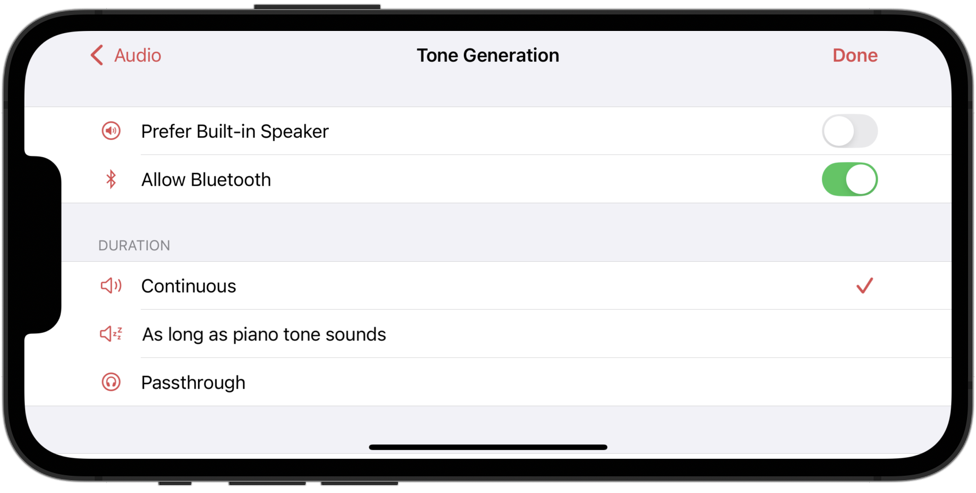 Tone generation settings