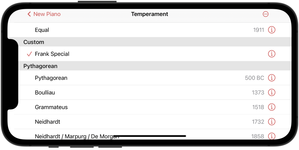 Custom temperaments