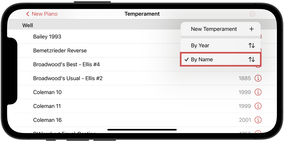 Changing the sorting order of the temperaments