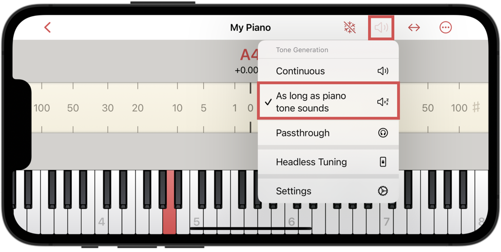 Tone generator setting 'As long as piano tone sounds'