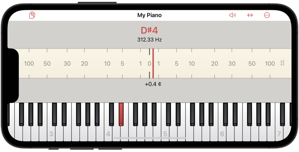 Indicator showing tone is in tune