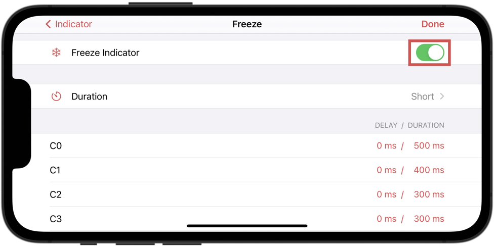 Activate Indicator Freeze