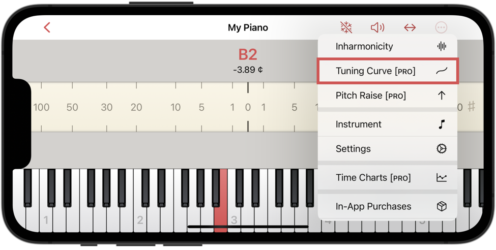 Opening the tuning curve view