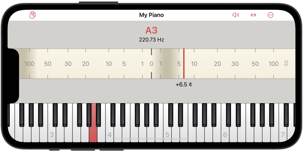 Tuning view with scale and strobe