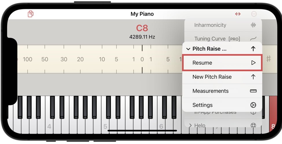 Resuming a pitch raise